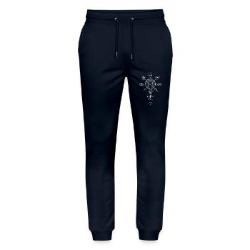 Weißer Wikinger Kompass Valhalla Vegvisir - Stanley/Stella Unisex Bio Jogginghose Mover  - Navy - Vorne - Marisol (170cm) & Nik (191cm)