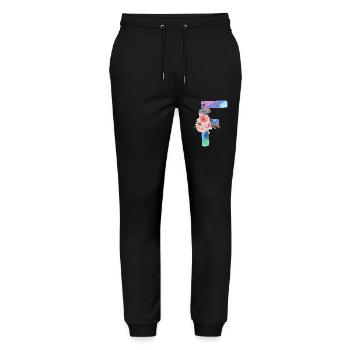 Buchstabe f Aquarell - Stanley/Stella Unisex Bio Jogginghose Mover  - Schwarz - Vorne - Marisol (170cm) & Nik (191cm)