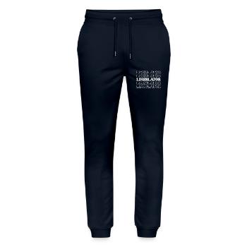 Kongressabgeordneter Abgeordneter Gesetzgeber Gesetzgeber - Stanley/Stella Unisex Bio Jogginghose Mover  - Navy - Vorne - Marisol (170cm) & Nik (191cm)