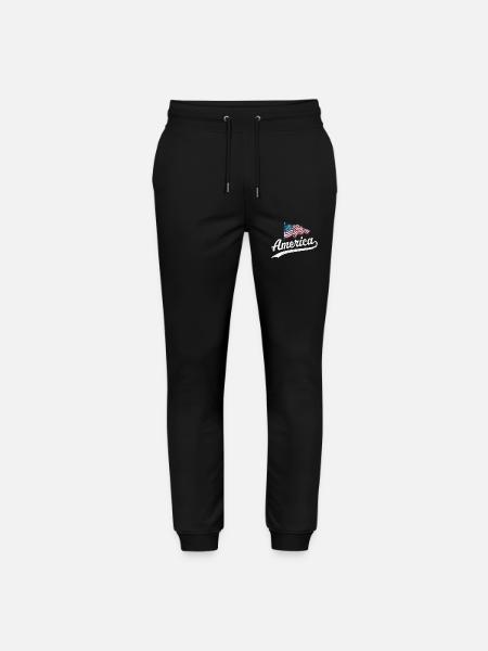 America Flag - Stanley/Stella Mover Unisex Organic Jogging Trousers - black