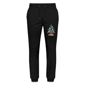 Budgie Bird Christmas Tree Christmas - Stanley/Stella Mover Unisex Organic Jogging Trousers - black - Front - Marisol (170cm) & Nik (191cm)