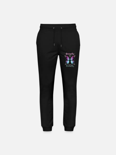 Purple Butterfly - Stanley/Stella Mover Unisex Organic Jogging Trousers - black