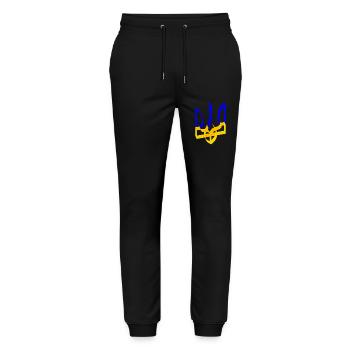 Ukraine Coat of Arms Trident Gyrfalcon Trident Volume V3 - Stanley/Stella Mover Unisex Organic Jogging Trousers - black - Front - Marisol (170cm) & Nik (191cm)