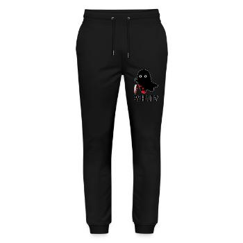 Fantôme d’Halloween avec fantôme de couteau Quoi? Dicton - Pantalon de jogging bio MOVER Stanley/Stella unisexe - noir - Devant - Marisol (170cm) & Nik (191cm)