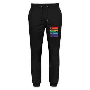 Love is Love LGBTQ gay lesbian pride drag design - Stanley/Stella Unisex Bio Jogginghose Mover  - Schwarz - Vorne - Marisol (170cm) & Nik (191cm)