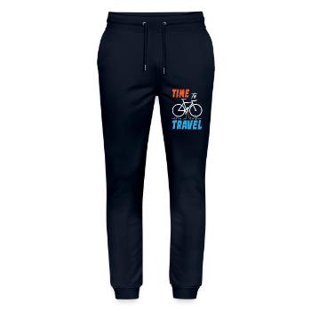 Time To Travel Bike - Stanley/Stella Mover Unisex Organic Jogging Trousers - navy - Front - Marisol (170cm) & Nik (191cm)