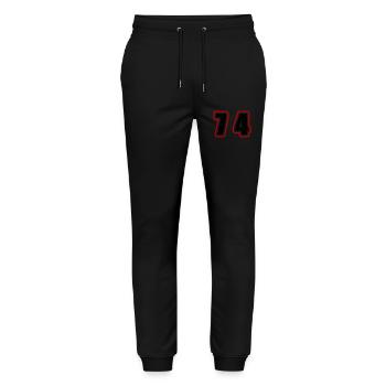 74 Nombre Collège - Pantalon de jogging bio MOVER Stanley/Stella unisexe - noir - Devant - Marisol (170cm) & Nik (191cm)