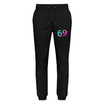 Number 69 multicolor - Stanley/Stella Mover Unisex Organic Jogging Trousers - black - Front - Marisol (170cm) & Nik (191cm)