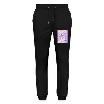 Hase Bunny Girl Anime Manga Pastel Goth Geschenk - Stanley/Stella Unisex Bio Jogginghose Mover  - Schwarz - Vorne - Marisol (170cm) & Nik (191cm)