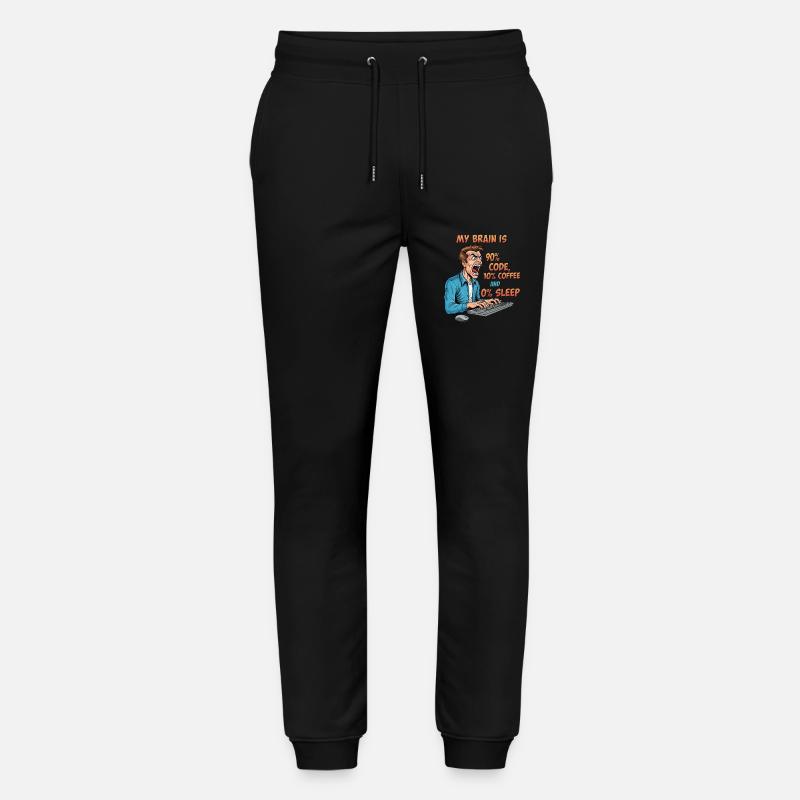 0% Sleep: Code & Coffee Power! - Stanley/Stella Mover Unisex Organic Jogging Trousers - black