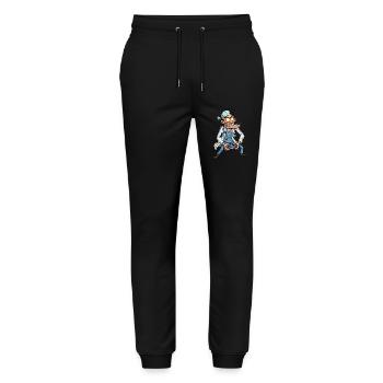 Mad Doctor Gamer | Gambles jour et nuit - Pantalon de jogging bio MOVER Stanley/Stella unisexe - noir - Devant - Marisol (170cm) & Nik (191cm)