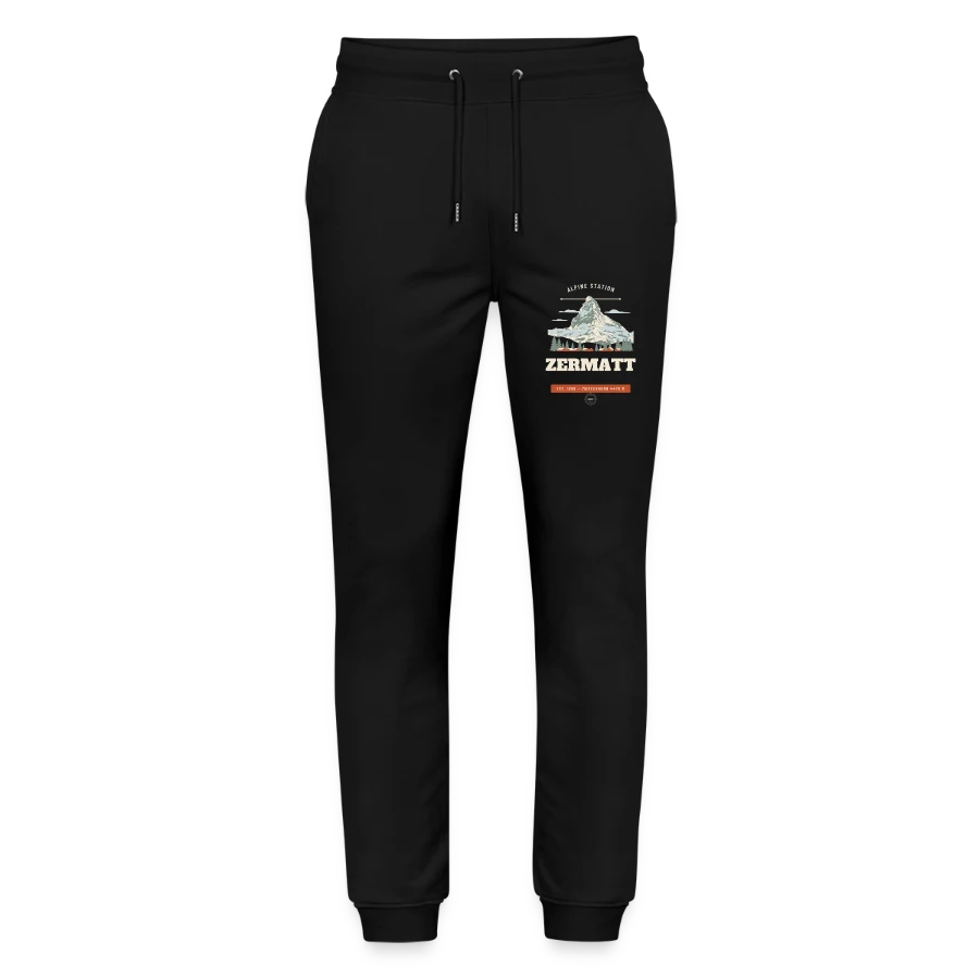 Zermatt badge on a stanley/stella mover unisex organic jogging trousers, black