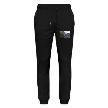 Seven Sisters Waterfall at the Geiranger fjords - Stanley/Stella Unisex Bio Jogginghose Mover  - Schwarz - Vorne - Marisol (170cm) & Nik (191cm)