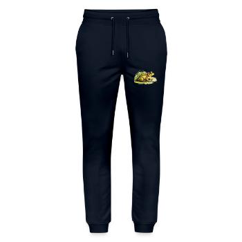 The green frog has a perfect camouflage - Stanley/Stella Mover Unisex Organic Jogging Trousers - navy - Front - Marisol (170cm) & Nik (191cm)
