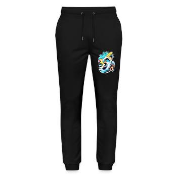 surf plage palmier soleil vacances - Pantalon de jogging bio MOVER Stanley/Stella unisexe - noir - Devant - Marisol (170cm) & Nik (191cm)
