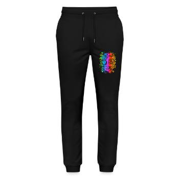 Graffiti Street Art Spray Vintage Schablone Retro - Stanley/Stella Unisex Bio Jogginghose Mover  - Schwarz - Vorne - Marisol (170cm) & Nik (191cm)