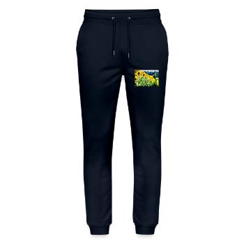 Sunflowers - Stanley/Stella Mover Unisex Organic Jogging Trousers - navy - Front - Marisol (170cm) & Nik (191cm)