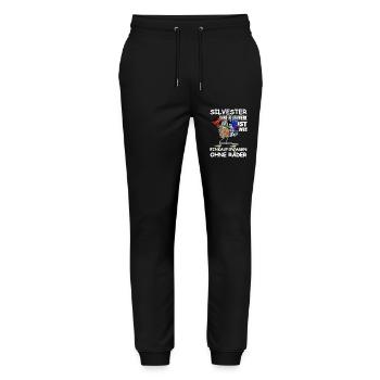 Feuerwerk Einkaufswagen ohne Räder - Stanley/Stella Unisex Bio Jogginghose Mover  - Schwarz - Vorne - Marisol (170cm) & Nik (191cm)