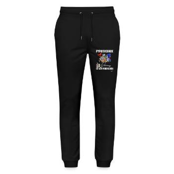 Pyrotechnik ist kein Verbrechen - Stanley/Stella Unisex Bio Jogginghose Mover  - Schwarz - Vorne - Marisol (170cm) & Nik (191cm)