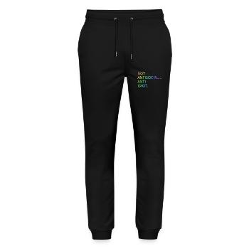 Pas antisocial anti-idiot | Dire | Drôle - Pantalon de jogging bio MOVER Stanley/Stella unisexe - noir - Devant - Marisol (170cm) & Nik (191cm)