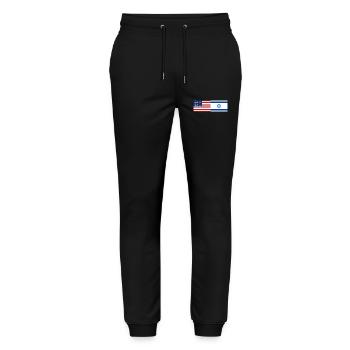 USA Israel Flag - Stanley/Stella Mover Unisex Organic Jogging Trousers - black - Front - Marisol (170cm) & Nik (191cm)