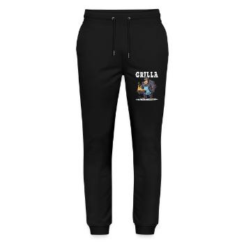 Grilling Grilla Griller Gorilla BBQ Saying Funny - Stanley/Stella Mover Unisex Organic Jogging Trousers - black - Front - Marisol (170cm) & Nik (191cm)
