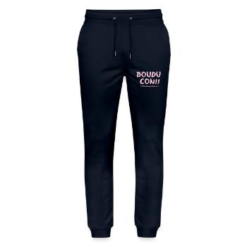 Boudu con ! - Pantalon de jogging bio MOVER Stanley/Stella unisexe - marine - Devant - Marisol (170cm) & Nik (191cm)