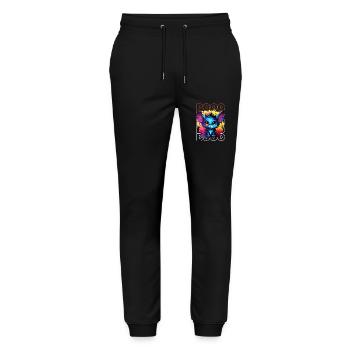 Chibi Swoop & Booo! Nighttime Flutter Tee! - Stanley/Stella Mover Unisex Organic Jogging Trousers - black - Front - Marisol (170cm) & Nik (191cm)