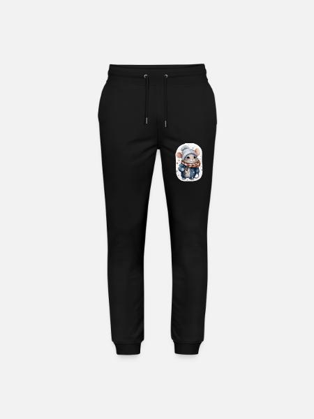 Cute Winter Mouse - Stanley/Stella Mover Unisex Organic Jogging Trousers - black