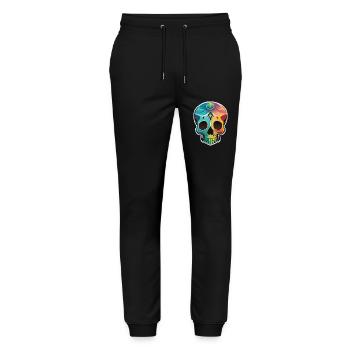 Calavera - Colorful Skull - Art Design - Stanley/Stella Mover Unisex Organic Jogging Trousers - black - Front - Marisol (170cm) & Nik (191cm)