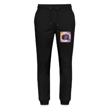 Kamera bunt - Stanley/Stella Unisex Bio Jogginghose Mover  - Schwarz - Vorne - Marisol (170cm) & Nik (191cm)