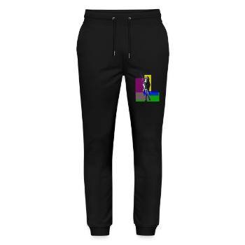 Urban Chic: Banksy-Inspired Girl - Stanley/Stella Mover Unisex Organic Jogging Trousers - black - Front - Marisol (170cm) & Nik (191cm)