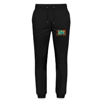 Leon graffiti red splash printable on everything - Stanley/Stella Mover Unisex Organic Jogging Trousers - black - Front - Marisol (170cm) & Nik (191cm)