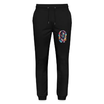 Colourfully veiled: The mask wearer - Stanley/Stella Mover Unisex Organic Jogging Trousers - black - Front - Marisol (170cm) & Nik (191cm)
