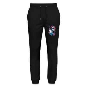« Color Clash : la femme au masque élégant » - Pantalon de jogging bio MOVER Stanley/Stella unisexe - noir - Devant - Marisol (170cm) & Nik (191cm)