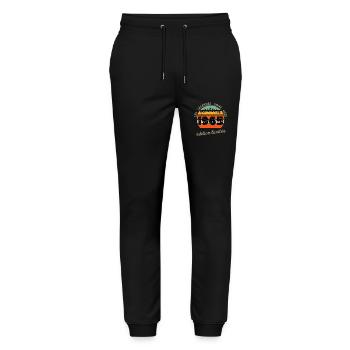 les Legendes Sont Nees en 1965 cadeau 59 ans - Pantalon de jogging bio MOVER Stanley/Stella unisexe - noir - Devant - Marisol (170cm) & Nik (191cm)