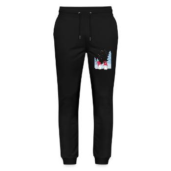 Sweet Winter Cats Love - Cat Love in the Snow - Stanley/Stella Mover Unisex Organic Jogging Trousers - black - Front - Marisol (170cm) & Nik (191cm)