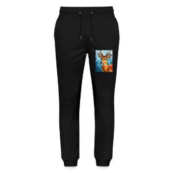 Deer image - Stanley/Stella Mover Unisex Organic Jogging Trousers - black - Front - Marisol (170cm) & Nik (191cm)