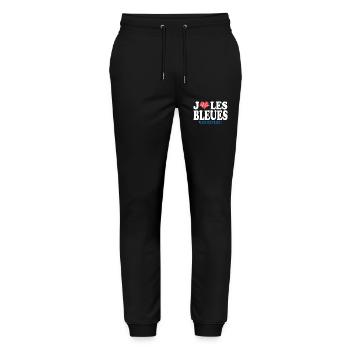 football feminin J aime les bleues football france - Pantalon de jogging bio MOVER Stanley/Stella unisexe - noir - Devant - Marisol (170cm) & Nik (191cm)