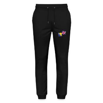 Bosnia and Herzegovina UK Flag British Bosnian - Stanley/Stella Mover Unisex Organic Jogging Trousers - black - Front - Marisol (170cm) & Nik (191cm)