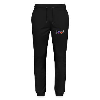 Haiti Deutschland Herzschlag Flagge Haitianer - Stanley/Stella Unisex Bio Jogginghose Mover  - Schwarz - Vorne - Marisol (170cm) & Nik (191cm)