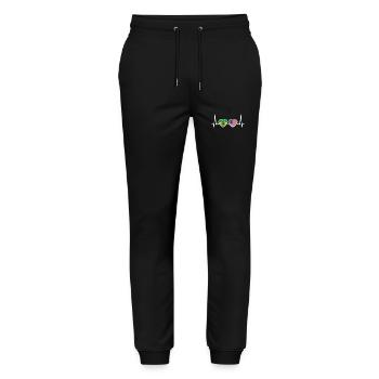 Brazil USA Heartbeat Flag Brazilian - Stanley/Stella Mover Unisex Organic Jogging Trousers - black - Front - Marisol (170cm) & Nik (191cm)