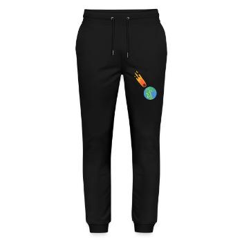 hugadino meteorite hits pangea, dino, dinosaur - Stanley/Stella Mover Unisex Organic Jogging Trousers - black - Front - Marisol (170cm) & Nik (191cm)