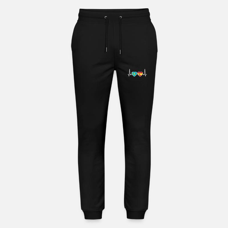 Kasachstan Spanien Herzschlag Flagge Kasache - Stanley/Stella Unisex Bio Jogginghose Mover  - Schwarz