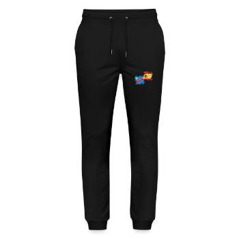 DR Congo Spain Vintage Flag Spanish Congolese - Stanley/Stella Mover Unisex Organic Jogging Trousers - black - Front - Marisol (170cm) & Nik (191cm)