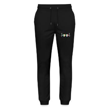 Ireland Italy Heartbeat Flag Italian Irish - Stanley/Stella Mover Unisex Organic Jogging Trousers - black - Front - Marisol (170cm) & Nik (191cm)