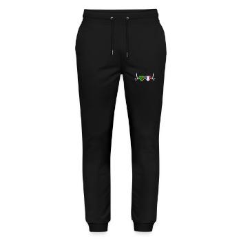 Zambie France Vintage Heartbeat drapeau - Pantalon de jogging bio MOVER Stanley/Stella unisexe - noir - Devant - Marisol (170cm) & Nik (191cm)