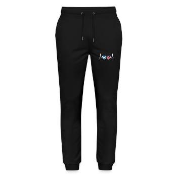 Scotland UK Heartbeat Flag Scottish - Stanley/Stella Mover Unisex Organic Jogging Trousers - black - Front - Marisol (170cm) & Nik (191cm)