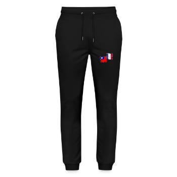 Taiwan France Vintage Flag French Taiwanese - Stanley/Stella Mover Unisex Organic Jogging Trousers - black - Front - Marisol (170cm) & Nik (191cm)
