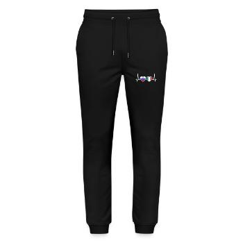 Slovenia Italy Heartbeat Flag Slovenian - Stanley/Stella Mover Unisex Organic Jogging Trousers - black - Front - Marisol (170cm) & Nik (191cm)